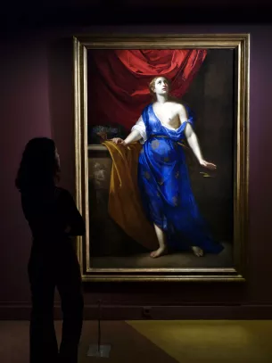 tableau femme en bleu visiteuse